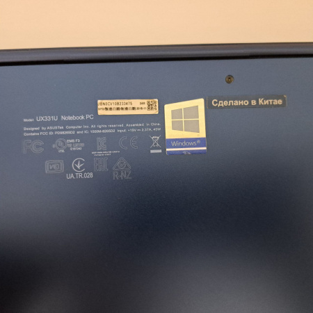 Ноутбук ASUS NOTEBOOK UX331U 13,3"/ INTEL(R) CORE I3-8130U CPU 2.20GHz 2.21GHz/ 4 Гб/ 128 Гб/ Intel UHD Graphics 620
