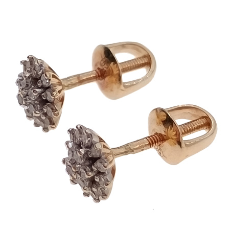 Пусеты из золота 585 пробы с бриллиантами