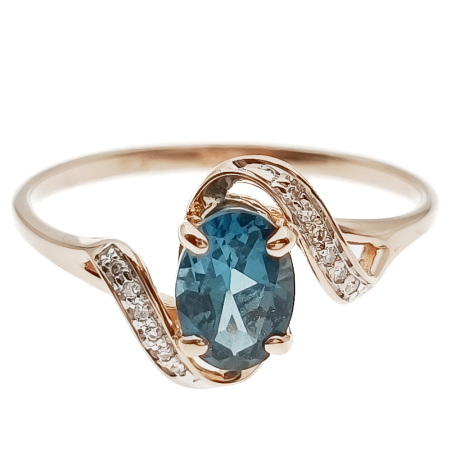 Кольцо из золота 585 пробы с бриллиантами и топазом