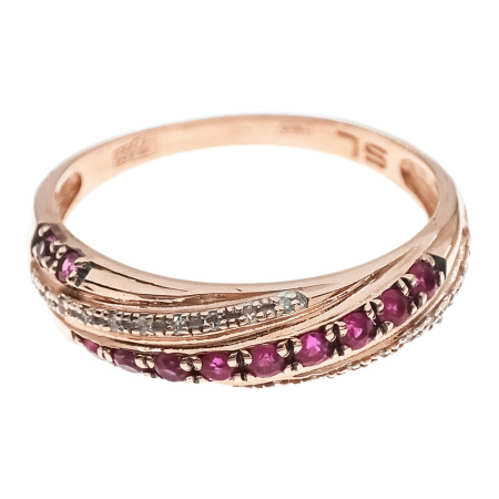 Кольцо из золота 585 пробы с бриллиантами и рубином с.