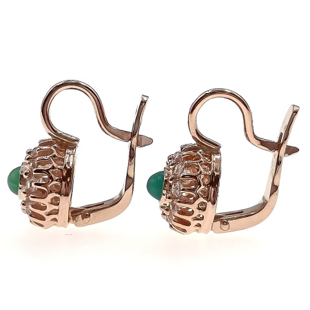 Серьги из золота 585 пробы с изумрудом и фианитом