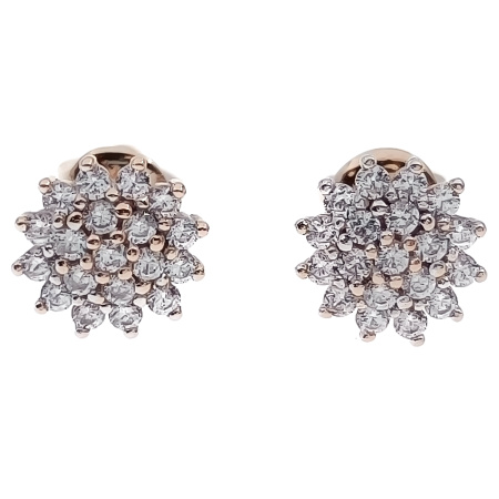 Пусеты из золота 585 пробы с фианитом