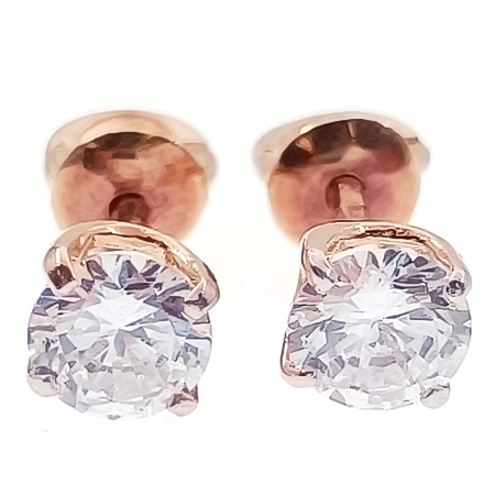 Пусеты из золота 585 пробы с фианитом