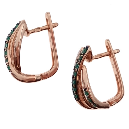 Серьги из золота 585 пробы с бриллиантами и изумрудом