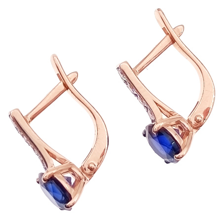 Серьги из золота 585 пробы с бриллиантами и сапфиром с.