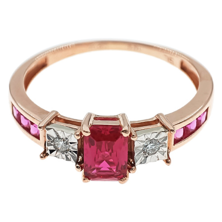 Кольцо из золота 585 пробы с бриллиантами и рубином с.