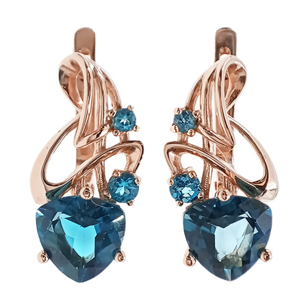 Серьги из золота 585 пробы с топазом