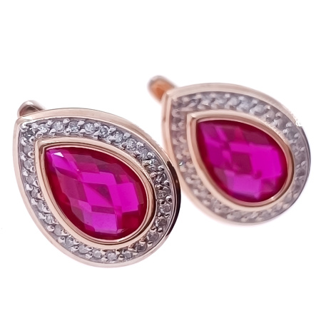 Серьги из золота 585 пробы с бриллиантами и рубином