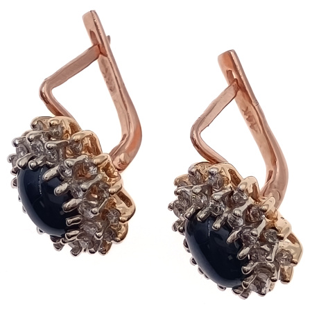 Серьги из золота 585 пробы с бриллиантами и сапфиром