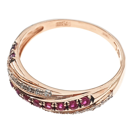 Кольцо из золота 585 пробы с бриллиантами и рубином с.