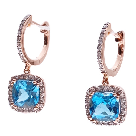 Серьги из золота 585 пробы с бриллиантами и топазом