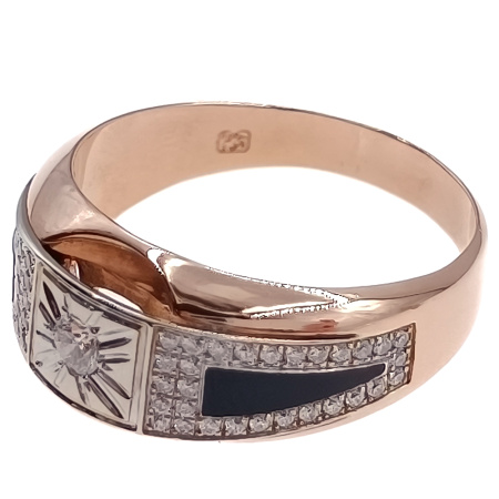 Кольцо из золота 585 пробы с бриллиантами, эмалью