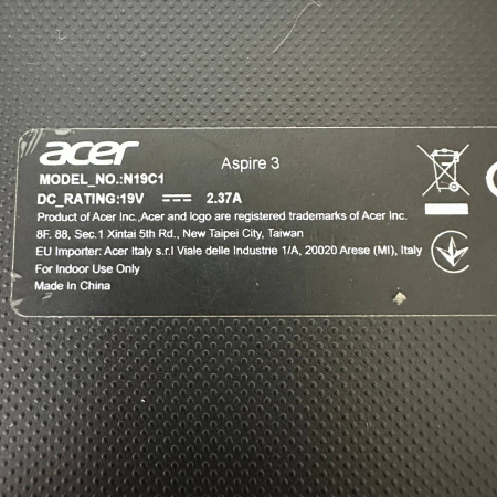 Ноутбук ACER Aspire 3 N19C1 A315-56-313U 15,6" : Intel Core i3-1005G1, 1.2 ГГц/ 4 Гб/ 128 Гб/ Intel UHD Graphics