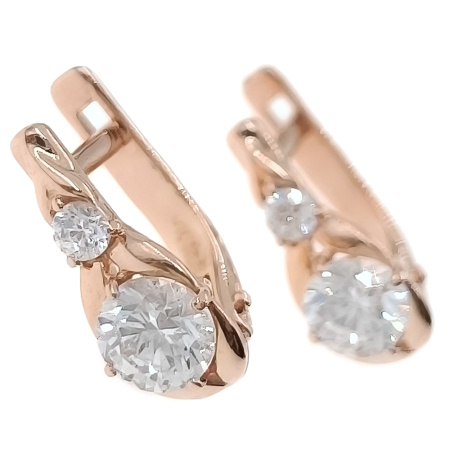 Серьги из золота 585 пробы с фианитом
