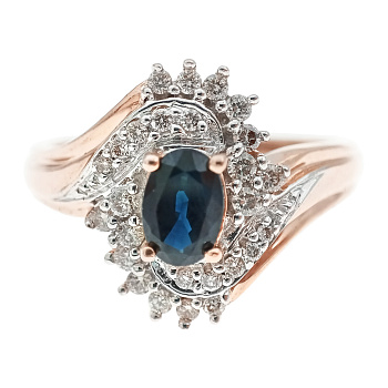 Кольцо из золота 585 пробы с бриллиантами, корундом