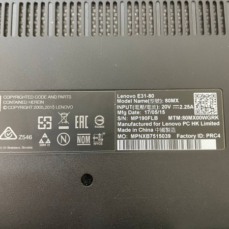 Ноутбук Lenovo 80MX E31-80 13,3"/ Pentium 4405U/ 4 Гб/ hdd 500 Гб