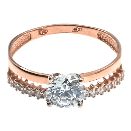 Кольцо из золота 585 пробы с фианитом