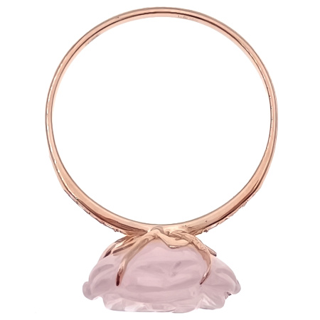 Кольцо из золота 585 пробы с розовым кварцем и фианитом