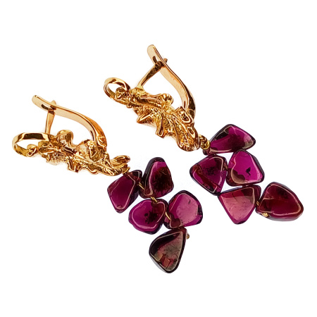 Серьги из золота 585 пробы с гранатом