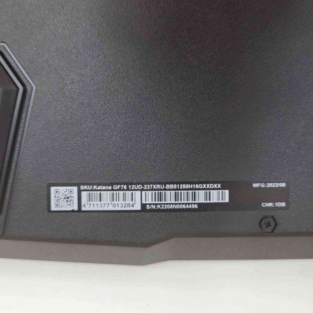 Ноутбук MSI Katana GF76 GF76 12UD-237XRU-BB51250H16GXXDXX 17,3"/ Intel Core i5-12500H/ 16 Гб/ 512 Гб/