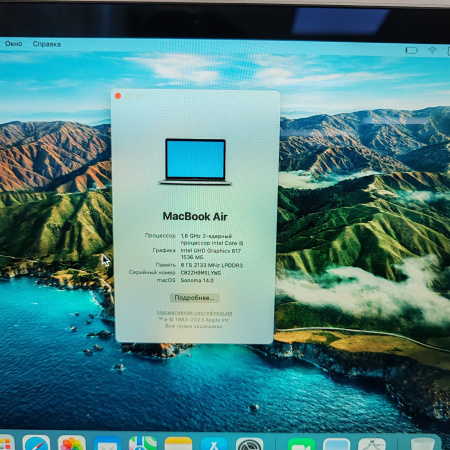 Ноутбук APPLE MacBook Air A1932 (2019)13,3"/ Intel Core i5 8210Y (1.6 - 3.6 ГГц, 2 ядра, 7 Вт)/ 8 Гб/ 128 Гб/ Int
