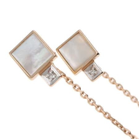 Серьги из золота 585 пробы с бриллиантами и перламутром