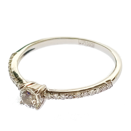 Кольцо из золота 585 пробы с бриллиантами, кварцем