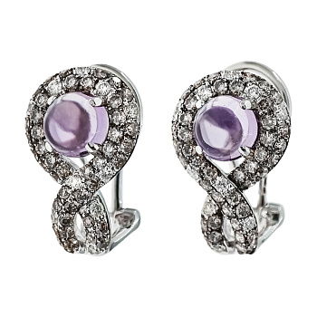 Серьги из золота 585 пробы с бриллиантами, аметистом