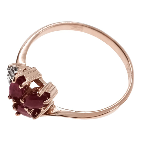 Кольцо из золота 585 пробы с рубином и фианитом