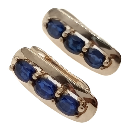 Серьги из золота 585 пробы с корундом