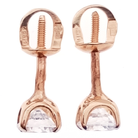 Пусеты из золота 585 пробы с фианитом