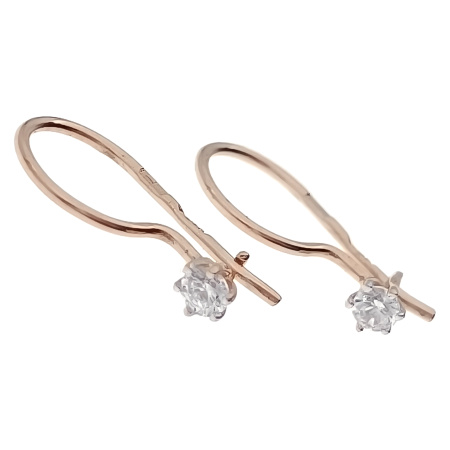 Серьги из золота 585 пробы с фианитом