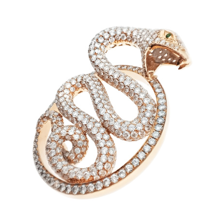 Кулон из золота 585 пробы с бриллиантами, изумрудом с.