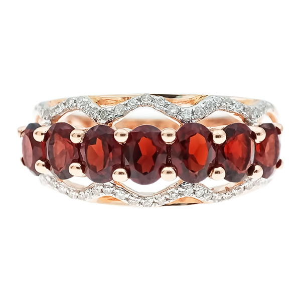 Кольцо из золота 585 пробы с бриллиантами и гранатом