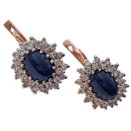 Серьги из золота 585 пробы с бриллиантами и сапфиром