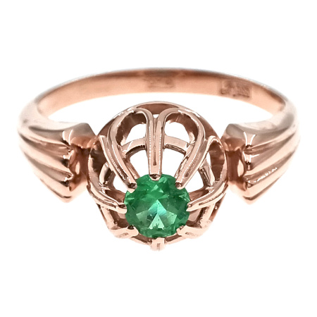 Кольцо из золота 585 пробы с изумрудом