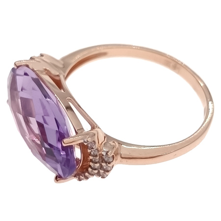 Кольцо из золота 585 пробы с аметистом и фианитом