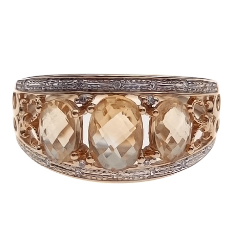 Кольцо из золота 585 пробы с бриллиантами и цитрином