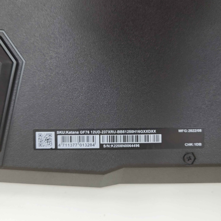Ноутбук MSI Katana GF76 GF76 12UD-237XRU-BB51250H16GXXDXX 17,3"/ Intel Core i5-12500H/ 16 Гб/ 512 Гб/