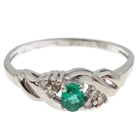 Кольцо из золота 585 пробы с бриллиантами и изумрудом с.