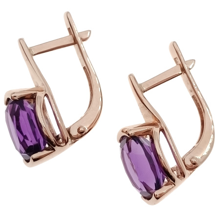 Серьги из золота 585 пробы с аметистом