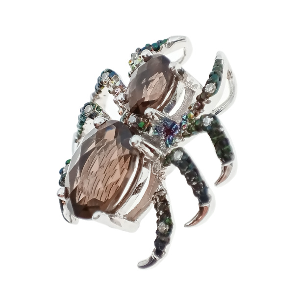 Кулон из золота 585 пробы с бриллиантами и дымчатым кварцем