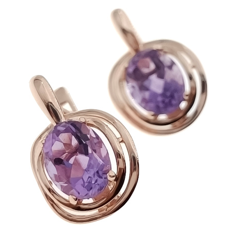 Серьги из золота 585 пробы с аметистом