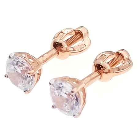 Пусеты из золота 585 пробы с фианитом