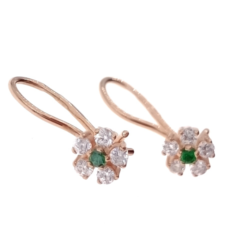 Серьги из золота 585 пробы с фианитом