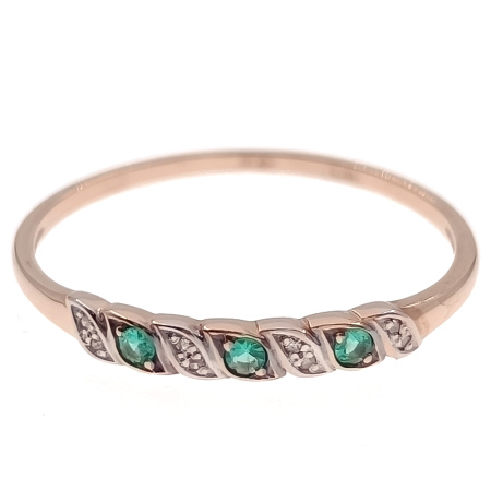 Кольцо из золота 585 пробы с бриллиантами и изумрудом