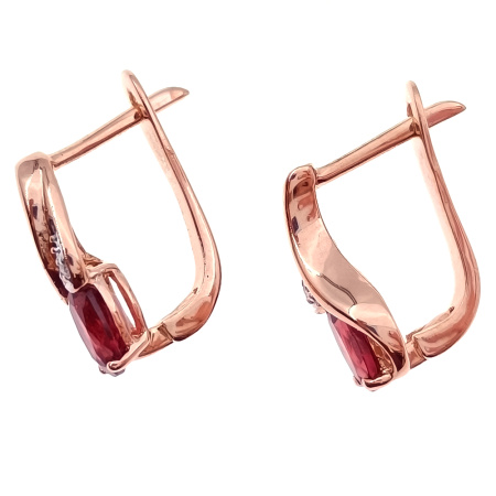 Серьги из золота 585 пробы с бриллиантами и гранатом с.