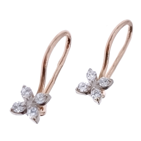 Серьги из золота 585 пробы с фианитом