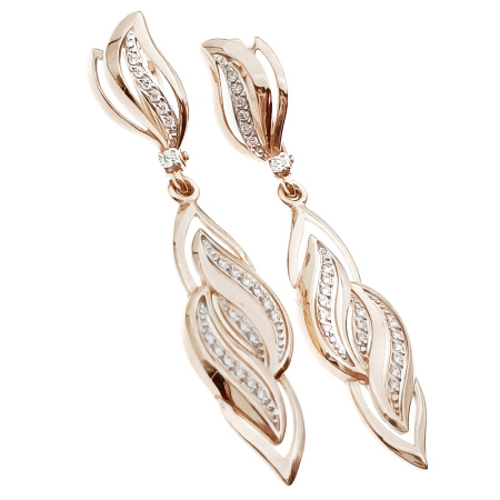 Серьги из золота 585 пробы с фианитом