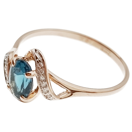 Кольцо из золота 585 пробы с бриллиантами и топазом